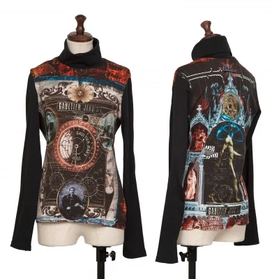 GAULTIER JEAN'S Printed Turtle Neck Stretch T Shirt 