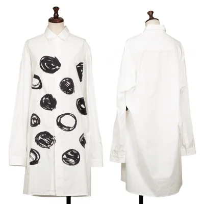 BLACK Scandal Yohji Yamamoto Hand Drawing Dot Print Long Shirt