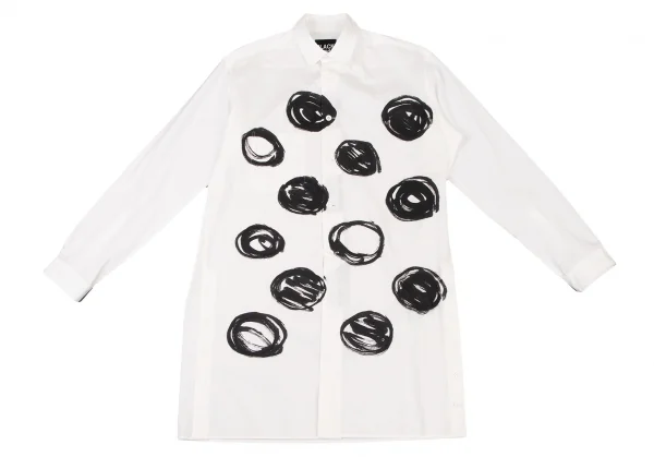 ブラックスキャンダル ヨウジヤマモトBLACK Scandal Yohji Yamamoto ハンドドローイングドットプリントロングシャツ 白黒2 K-132940_002