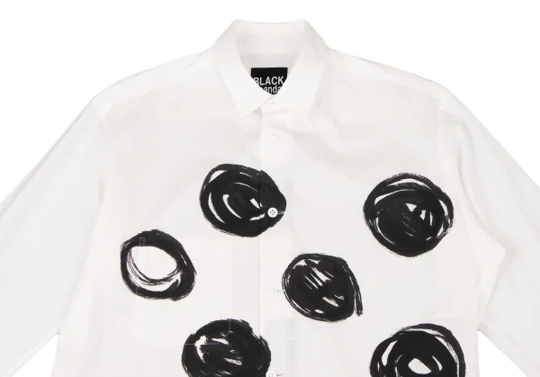 ブラックスキャンダル ヨウジヤマモトBLACK Scandal Yohji Yamamoto ハンドドローイングドットプリントロングシャツ 白黒2 K-132940_003