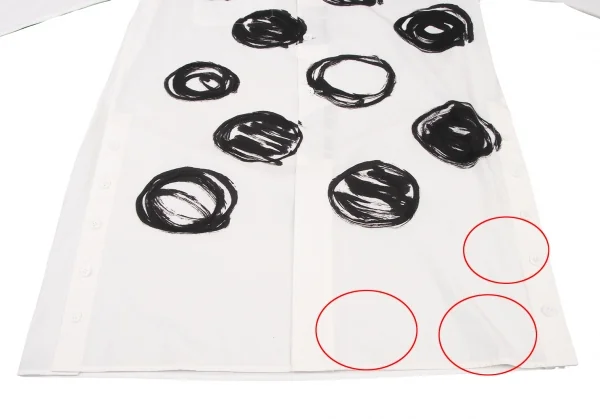 ブラックスキャンダル ヨウジヤマモトBLACK Scandal Yohji Yamamoto ハンドドローイングドットプリントロングシャツ 白黒2 K-132940_010