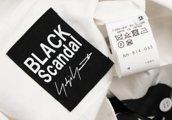 ブラックスキャンダル ヨウジヤマモトBLACK Scandal Yohji Yamamoto ハンドドローイングドットプリントロングシャツ 白黒2 K-132940_020