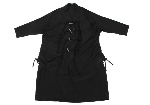 B Yohji Yamamoto FEMME Acetate Poly Toggle Button Shirt Coat K-132941_002
