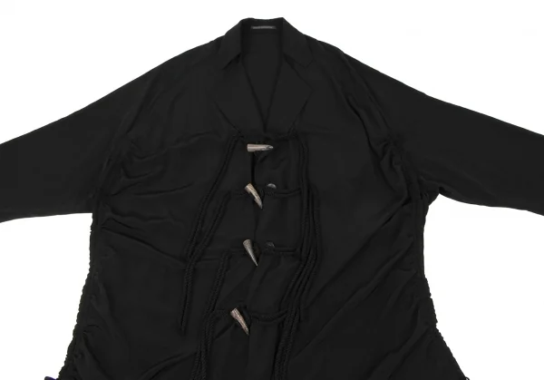 B Yohji Yamamoto FEMME Acetate Poly Toggle Button Shirt Coat K-132941_003