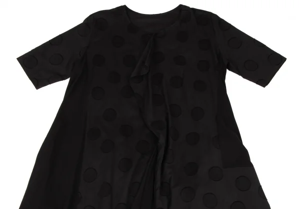 ヨウジヤマモト ファムYohji Yamamoto FEMME ドットジャガード切替プルオーバーワンピース 黒2 K-132957_003