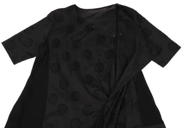 ヨウジヤマモト ファムYohji Yamamoto FEMME ドットジャガード切替プルオーバーワンピース 黒2 K-132957_006