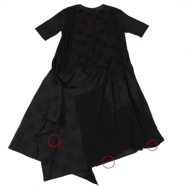 ヨウジヤマモト ファムYohji Yamamoto FEMME ドットジャガード切替プルオーバーワンピース 黒2 K-132957_012