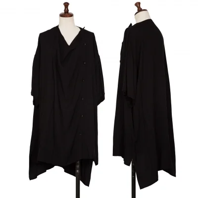 Yohji Yamamoto NOIR Drape Neck Rayon Short Sleeve Shirt