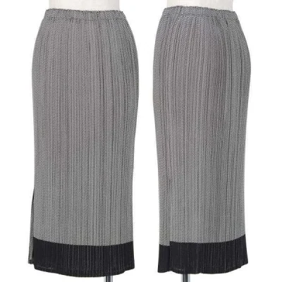 イッセイミヤケISSEY MIYAKE FETE 切替プリーツスカート 白黒