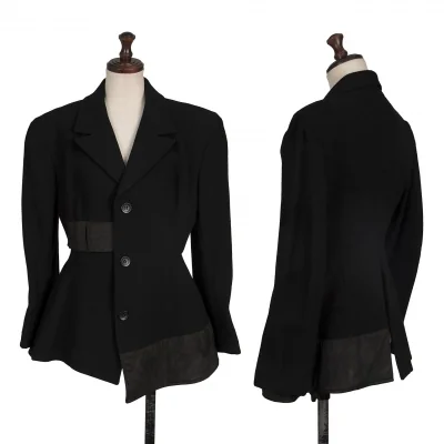 Yohji Yamamoto FEMME Faux Leather Switching Wool Jacket