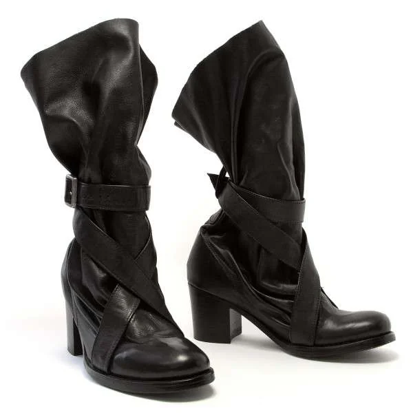 "SALE" ZUCCA Leather boots Black US About  8 K-9655_001