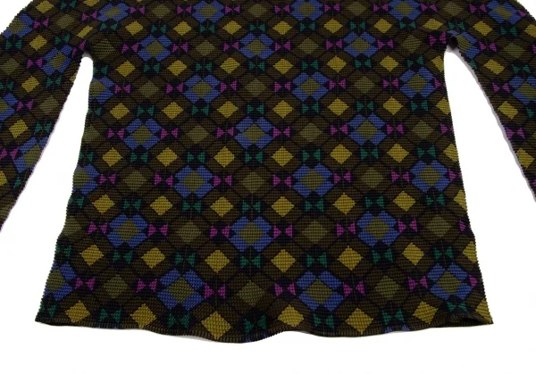ISSEY MIYAKE me Argyle Printed Stretch Pleats T Shirt K-133130_007
