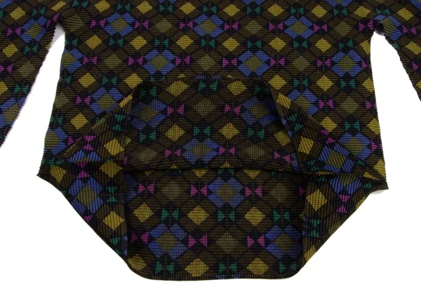 ISSEY MIYAKE me Argyle Printed Stretch Pleats T Shirt K-133130_008