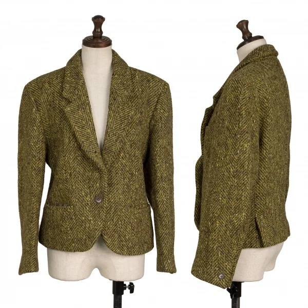 KENZO Wool Herringbone Woven Jacket Yellow 38 K-133252_001