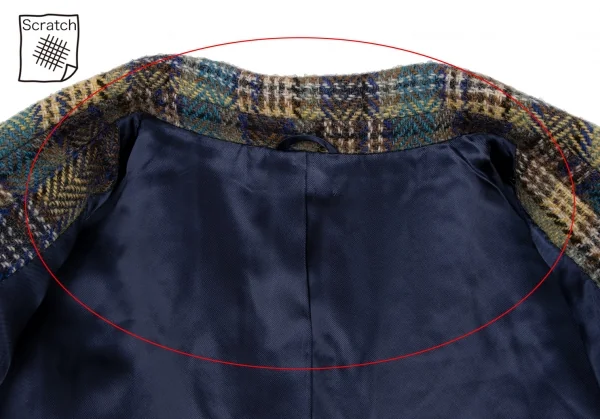 ケンゾーKENZO ウールチェック織りジャケット 緑青黄茶S K-133256_013