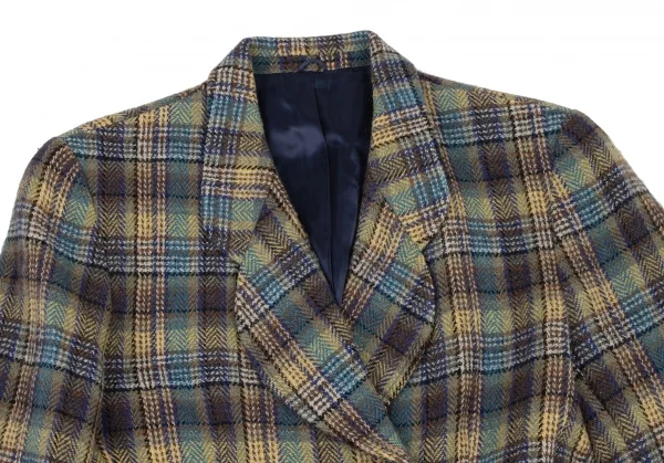 ケンゾーKENZO ウールチェック織りジャケット 緑青黄茶S K-133256_003