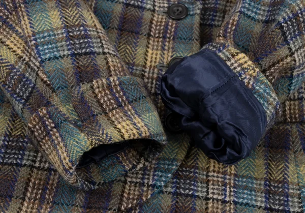 ケンゾーKENZO ウールチェック織りジャケット 緑青黄茶S K-133256_007