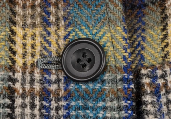 ケンゾーKENZO ウールチェック織りジャケット 緑青黄茶S K-133256_009