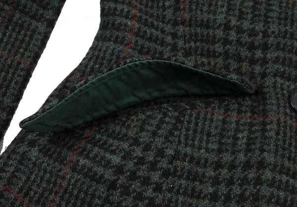 ケンゾーKENZO ウール千鳥格子織りジャケット 緑黒赤S K-133257_010