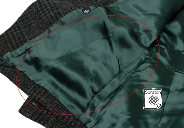 ケンゾーKENZO ウール千鳥格子織りジャケット 緑黒赤S K-133257_013