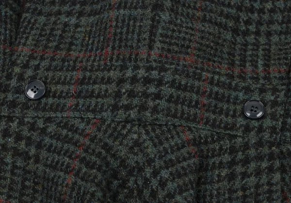 ケンゾーKENZO ウール千鳥格子織りジャケット 緑黒赤S K-133257_015