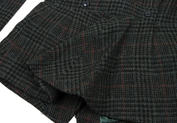 ケンゾーKENZO ウール千鳥格子織りジャケット 緑黒赤S K-133257_016