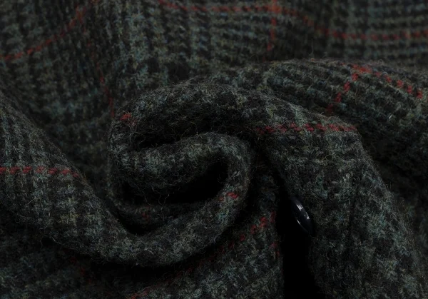 ケンゾーKENZO ウール千鳥格子織りジャケット 緑黒赤S K-133257_017