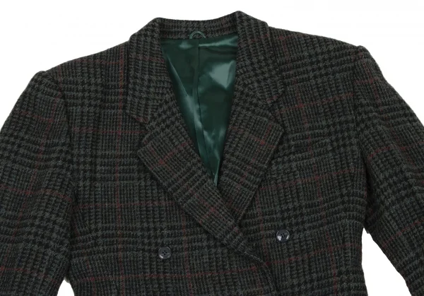 ケンゾーKENZO ウール千鳥格子織りジャケット 緑黒赤S K-133257_003