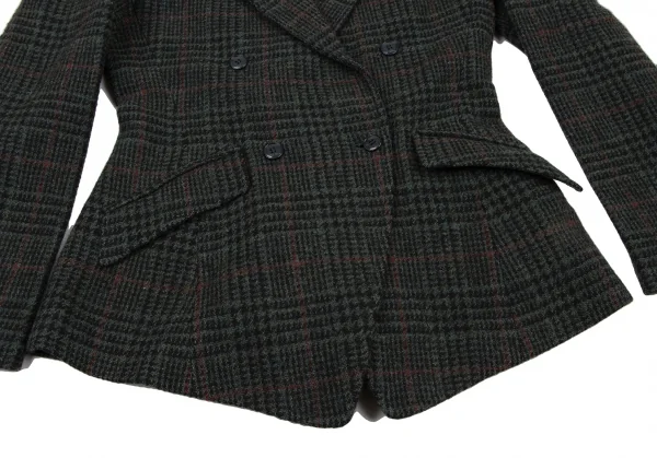 ケンゾーKENZO ウール千鳥格子織りジャケット 緑黒赤S K-133257_009
