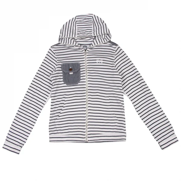 アイ ジュンヤワタナベ マン コムデギャルソンeYe JUNYA WATANABE MAN COMME des GARCONS切替ボーダージップフーディー 白紺M K-133276_001