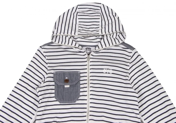 アイ ジュンヤワタナベ マン コムデギャルソンeYe JUNYA WATANABE MAN COMME des GARCONS切替ボーダージップフーディー 白紺M K-133276_002