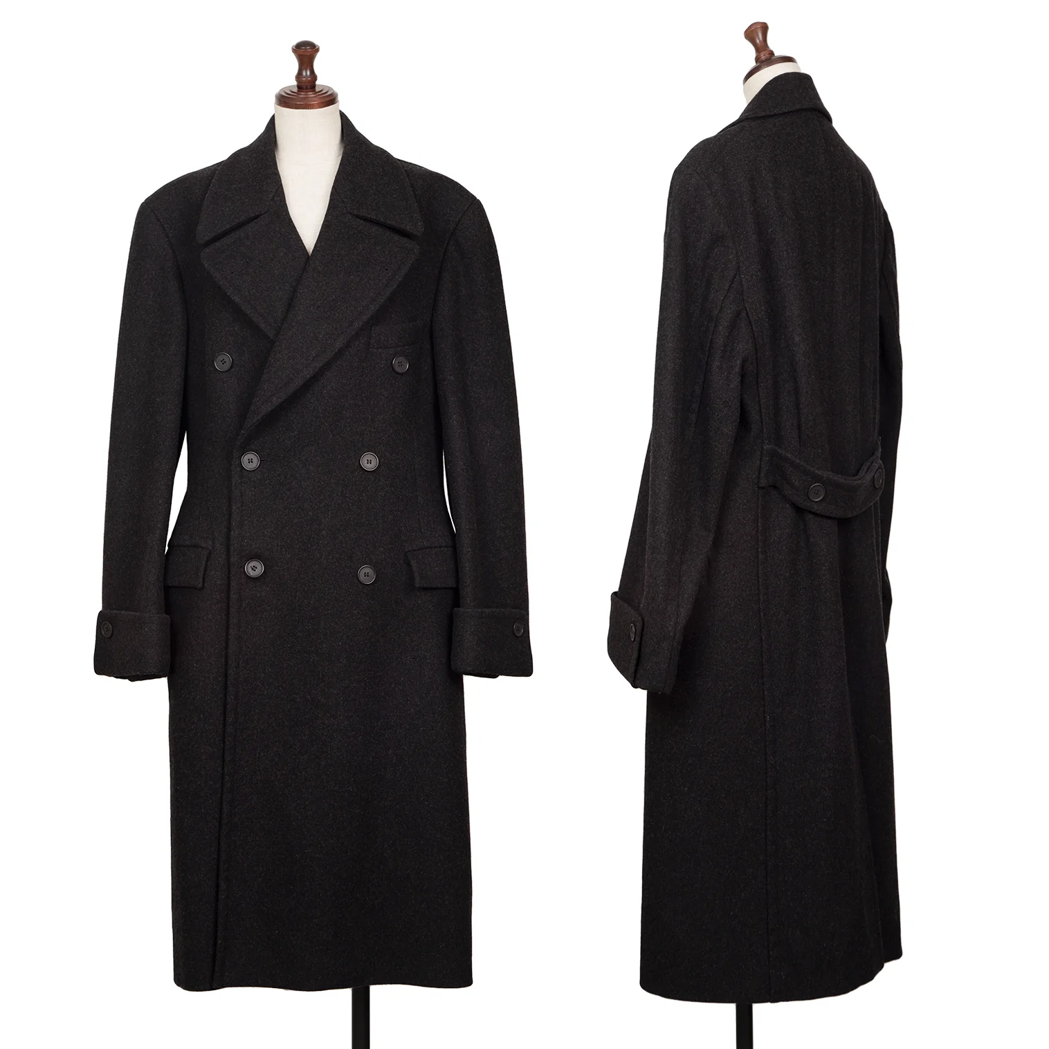 EMPORIO ARMANI ウールメルトン ライダースコート ロング 50 黒 EMPORIO ARMANI Wool Long Coat Black M-L (K-133290)