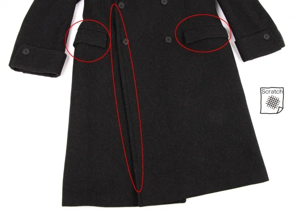 エンポリオアルマーニEMPORIO ARMANI ウールダブルロングコート 黒L位