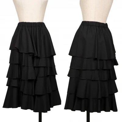 BLACK COMME des GARCONS Wool Tiered Skirt