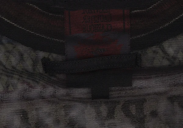 ジャンポールゴルチエクラシックJean Paul GAULTIER CLASSIQUE ビルプリントパワーネットTシャツ 黒マルチ40 K-133343_011