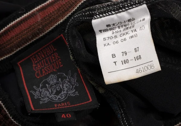 ジャンポールゴルチエクラシックJean Paul GAULTIER CLASSIQUE ビルプリントパワーネットTシャツ 黒マルチ40 K-133343_014