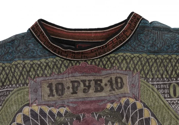 ジャンポールゴルチエクラシックJean Paul GAULTIER CLASSIQUE ビルプリントパワーネットTシャツ 黒マルチ40 K-133343_004