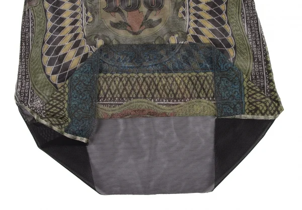 ジャンポールゴルチエクラシックJean Paul GAULTIER CLASSIQUE ビルプリントパワーネットTシャツ 黒マルチ40 K-133343_008