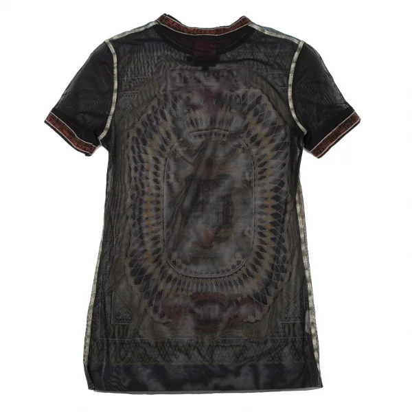 ジャンポールゴルチエクラシックJean Paul GAULTIER CLASSIQUE ビルプリントパワーネットTシャツ 黒マルチ40 K-133343_009
