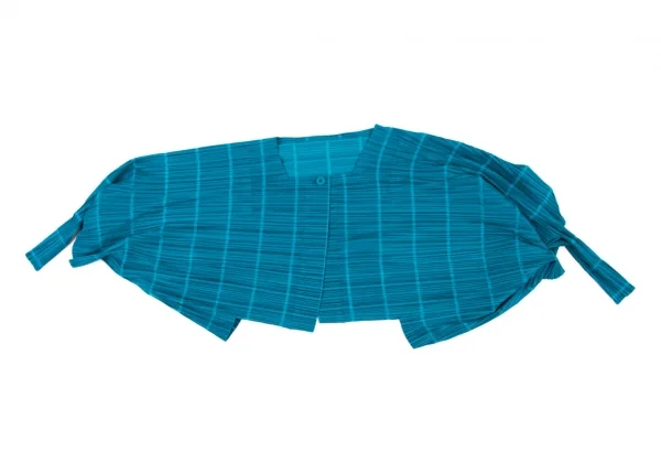 PLEATS PLEASE Pleated Striped Bolero Cardigan K-133358_002