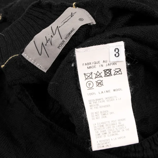 Yohji Yamamoto POUR HOMME Wool Stitch Inside-out Knit Sweater K-133368_010