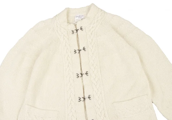 Yohji Yamamoto POUR HOMME Alpaca Front Hook Cable Knit Jacket K-133369_002