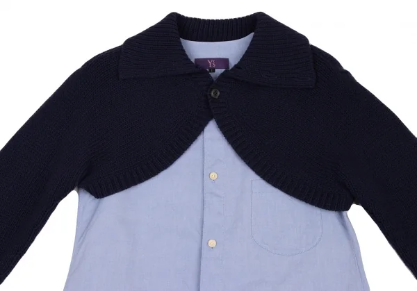 ワイズY's ニットボレロアンサンブルノースリーブシャツ 水色紺1 K-133384_003