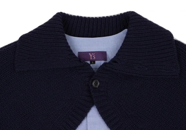 ワイズY's ニットボレロアンサンブルノースリーブシャツ 水色紺1 K-133384_004