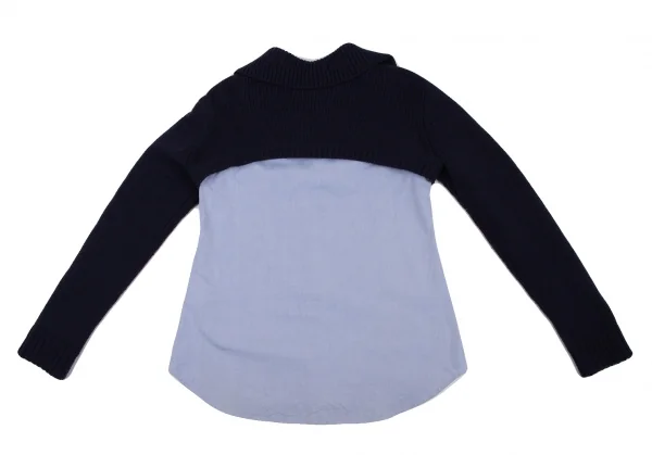 ワイズY's ニットボレロアンサンブルノースリーブシャツ 水色紺1 K-133384_017