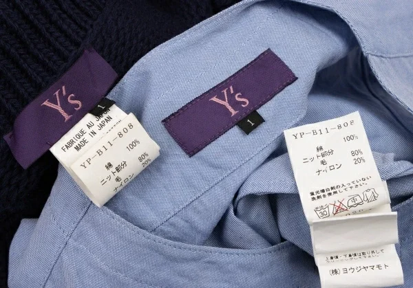ワイズY's ニットボレロアンサンブルノースリーブシャツ 水色紺1 K-133384_020