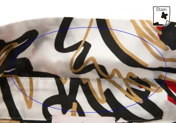 ヴィヴィアンウエストウッド レッドレーベルVivienne Westwood Red Label コットン総柄ネックギャザーデザインシャツ 白黒赤ベージュ1 K-133416_008