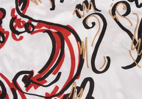 ヴィヴィアンウエストウッド レッドレーベルVivienne Westwood Red Label コットン総柄ネックギャザーデザインシャツ 白黒赤ベージュ1 K-133416_016