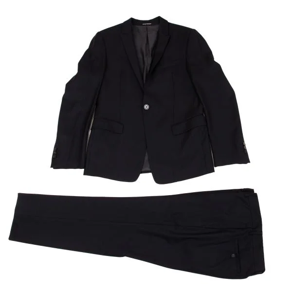 エンポリオアルマーニEMPORIO ARMANI 光沢ウールテーパードスラックス 紺46 K-133437_011