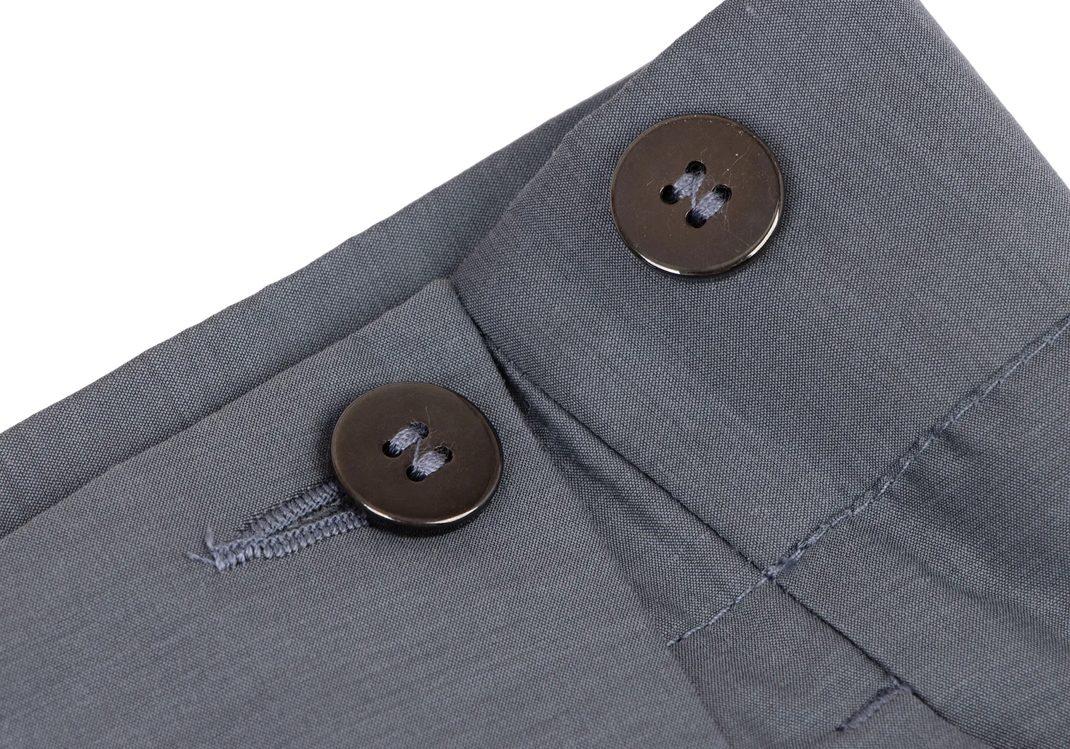 EMPORIO ARMANI Silk Blend Cotton Side Button Tuck Pants Grey